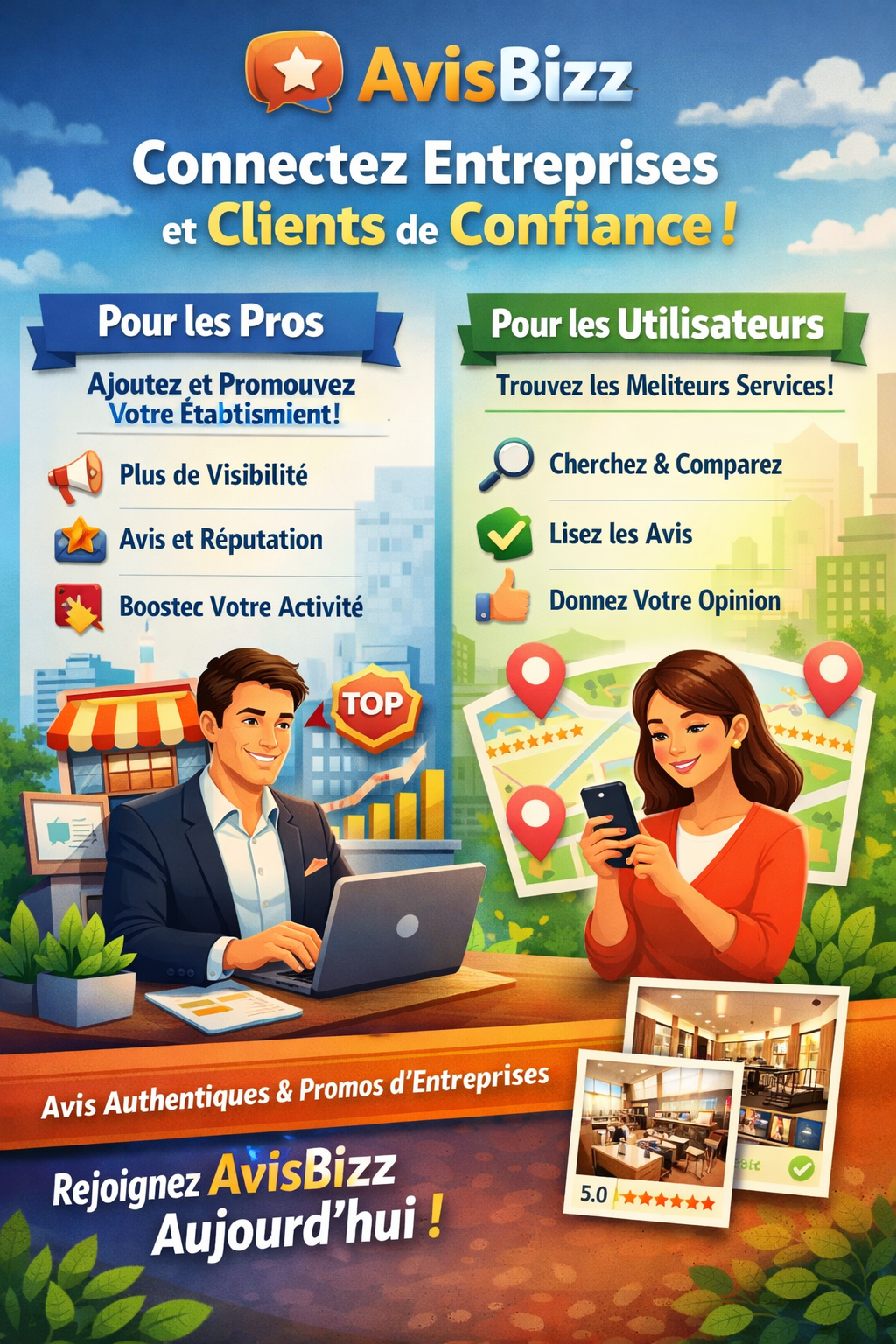 AvisBizz la plateforme qui connecte entreprises et clients de confiance