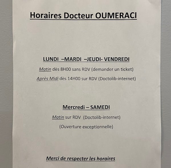 Avis clients Docteur Radia OUMERACI- NACER 4 Rue Jean-François Chalgrin, 95140 Garges-lès-Gonesse France  – AvisBizz